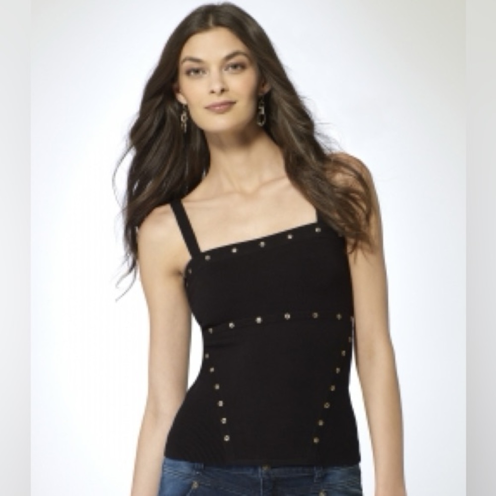 Cache Black Sweater Tube Top w/ Removable Straps Sz M